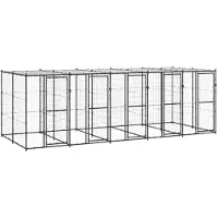 vidaXL Outdoor-Hundezwinger Stahl mit Überdachung 12,1 m²