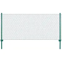 vidaXL Maschendrahtzaun mit Pfosten Stahl 25 x 0,5 m Grün