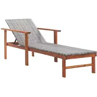 vidaXL Sonnenliege Poly Rattan und Massivholz Akazie Grau