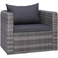 vidaXL Gartenstuhl mit Polster und Kissen Poly Rattan Grau