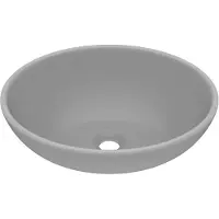 vidaXL s Ovales Waschbecken Matt Hellgrau 40x33 cm Keramik