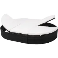 vidaXL Outdoor-Loungebett mit Kissen Poly Rattan Schwarz