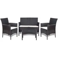 vidaXL 4-tlg. Garten-Lounge-Set mit Auflagen Poly Rattan Schwarz