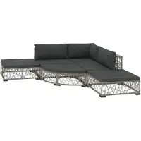 vidaXL 6-tlg. Garten-Lounge-Set mit Kissen Poly Rattan Grau
