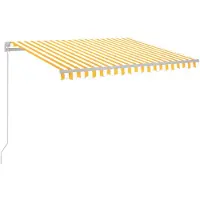 vidaXL Markise Manuell Einziehbar mit LED 350x250 cm Gelb und Weiß