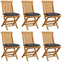 vidaXL Gartenstühle mit Anthrazit Kissen 6 Stk. Massivholz Teak