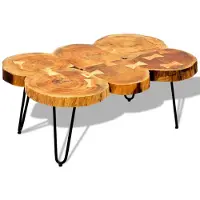 vidaXL Couchtisch 35 cm 6 Baumscheiben Massivholz Akazie
