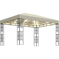 vidaXL Pavillon mit LED-Lichterkette 3x4 m Cremeweiß