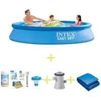 Intex Easy Set Pool - 305 x 61 cm - Inklusive WAYS Wartungspaket, Filterpumpe & Bodenplane