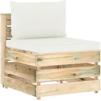 vidaXL Modulares Mittelsofa mit Kissen Grün Imprägniertes Holz