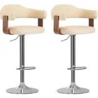 vidaXL Barhocker 2 Stk. Creme Bugholz und Kunstleder