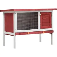 vidaXL Kaninchenstall 1 Ebene Rot Holz