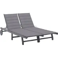 vidaXL 2-Personen-Sonnenliege mit Auflage Grau Akazie Massivholz