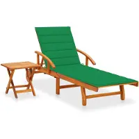 vidaXL Sonnenliege mit Tisch und Auflage Akazie Massivholz