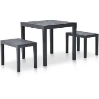 vidaXL Gartentisch mit 2 Bänken Kunststoff Anthrazit