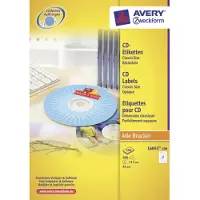Avery-Zweckform Zweckform L6043-100, Weiß, Rund, Dauerhaft, Weiss auf Transparent, DIN A4, CD/DVD