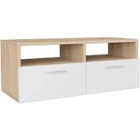 vidaXL TV-Schrank Holzwerkstoff 95x35x36 cm Eiche und Weiß