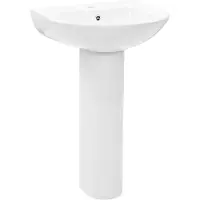 vidaXL Freistehendes Waschbecken mit Säule Keramik Weiß 520x440x190 mm