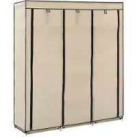 vidaXL Kleiderschrank mit Fächern und Stangen Creme 150x45x175cm Stoff