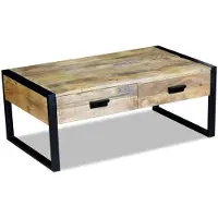 vidaXL Couchtisch mit 2 Schubladen Massivholz Mango 100x60x40 cm