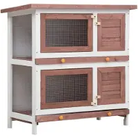 vidaXL Kaninchenstall 4 Türen Braun Holz
