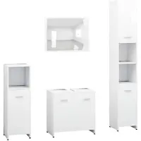 vidaXL 4-tlg. Badmöbel-Set Weiß Holzwerkstoff