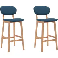 vidaXL Barhocker 2 Stk. Blau Stoff