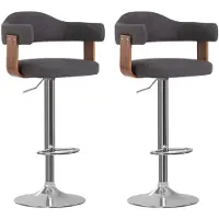 vidaXL 2 Stk. Barhocker Bugholz und Stoff Dunkelgrau