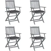 vidaXL Klappbare Gartenstühle 4 Stk. mit Kissen Massivholz Akazie