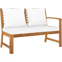 vidaXL Gartenbank 114,5 cm mit Cremeweißen Kissen Massivholz Akazie