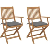 vidaXL Klappbare Gartenstühle 2 Stk. mit Kissen Massivholz Akazie