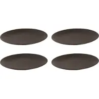 Palmer 4 x Ruston Teller flach, Steingut, √ò 27 cm, für ein 4 Personen Gedeck, spülmaschinenfest, dunkelbraun matt, Oberfläche Relief