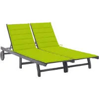vidaXL 2-Personen-Sonnenliege mit Auflage Grau Akazie Massivholz