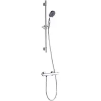 Schutte Duschset AQUA 2 SAVE, Duschsystem mit Thermostat Duscharmatur, Duschkopf mit Schlauch und Halterung, Handbrause mit 5 Funktionen