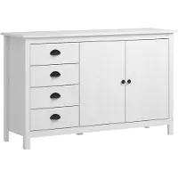 vidaXL Sideboard Hill Weiß 130x40x80 cm Massivholz Kiefer