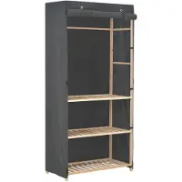 vidaXL 3-stufiger Kleiderschrank Grau 79 x 40 x 170 cm Stoff