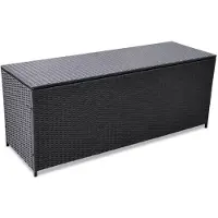 vidaXL Garden-Auflagenbox Schwarz 150x50x60 cm Poly Rattan