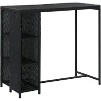 vidaXL Bartisch mit Regal Schwarz 120x60x110 cm Poly Rattan