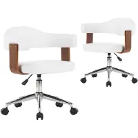 vidaXL Esszimmerstühle 2 Stk. Drehbar Weiß Bugholz und Kunstleder