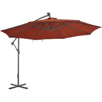 vidaXL Ampelschirm mit LED-Beleuchtung Stahl-Mast Terrakotta 350 cm