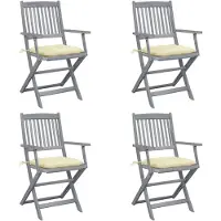 vidaXL Klappbare Gartenstühle 4 Stk. mit Kissen Massivholz Akazie