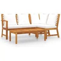 vidaXL 4-tlg. Garten-Lounge-Set mit Auflagen Creme Massivholz Akazie