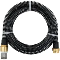 vidaXL Saugschlauch mit Messing-Anschlüssen Schwarz 1,1" 15 m PVC
