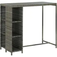 vidaXL Bartisch mit Regal Grau 120x60x110 cm Poly Rattan