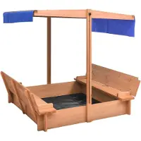 vidaXL Sandkasten Mit Verstellbarem Dach Verstellbares Dach Tannenholz Uv50