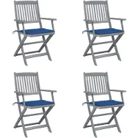 vidaXL Klappbare Gartenstühle 4 Stk. mit Sitzkissen Massivholz Akazie