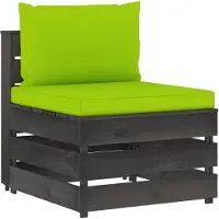 vidaXL Modulares Mittelsofa mit Kissen Grau Imprägniertes Holz