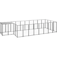 vidaXL Hundezwinger Schwarz 10,89 m² Stahl