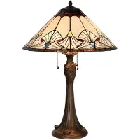 Clayre & Eef Tiffany Tischlampe Ø 51x78 cm Beige Blau Glas
