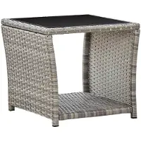 vidaXL Couchtisch Grau 45x45x40 cm Poly Rattan und Glas